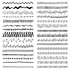 Obraz premium Seasonal ornaments. Doodle patterns. Decorative design elements. Ribbon, border, divider, pattern, symbol set. Doodle cartoon frame set.