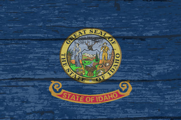 Idaho State Flag On Old Timber
