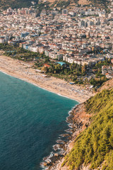 Fototapeta premium Turkey, Alanya - City view with mountains and sea