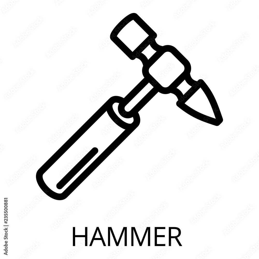Poster hammer icon. outline hammer vector icon for web design isolated on white background