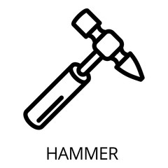 Hammer icon. Outline hammer vector icon for web design isolated on white background