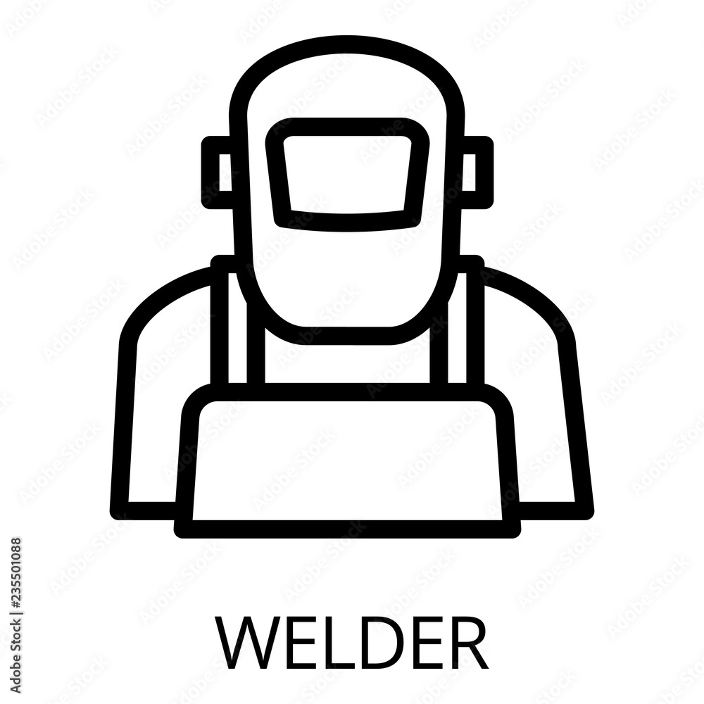 Poster welder man icon. outline welder man vector icon for web design isolated on white background