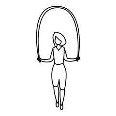 young woman jumping rope