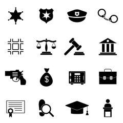 Legal, law and justice icon set