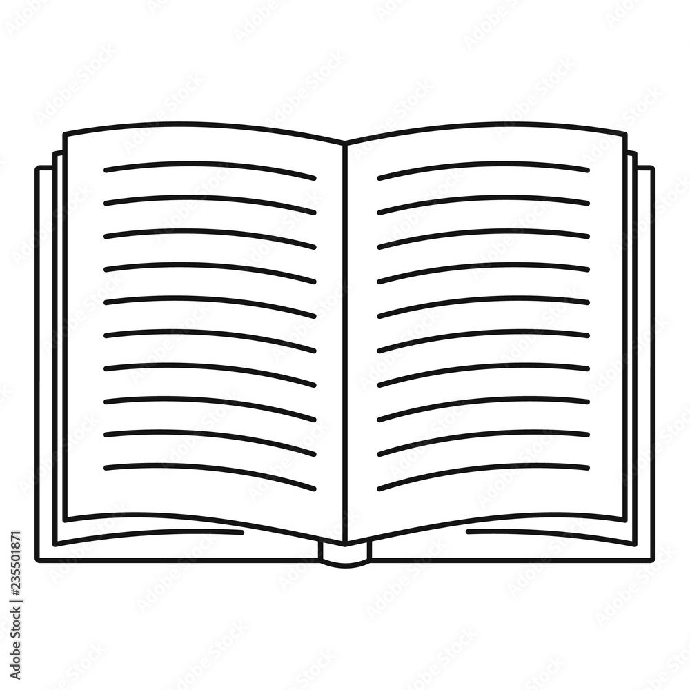 Poster open book icon. outline open book vector icon for web design isolated on white background