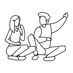 young couple sitting in the floor