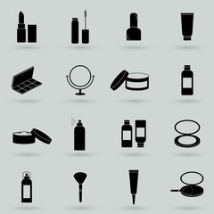 Fototapeta premium Cosmetics Solid Web Icons. Vector Set of Beauty Glyphs.