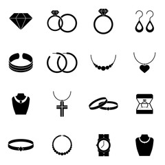 Jewelry Icons. Black Scribble Design. Vector Illustration.