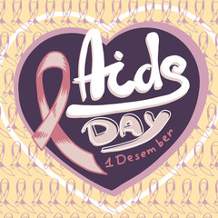Aids day concept background. Hand drawn illustration of aids day vector concept background for web design