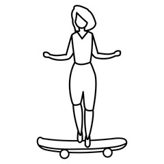 young woman in skateboard character