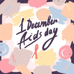 First december aids day concept background. Hand drawn illustration of first december aids day vector concept background for web design