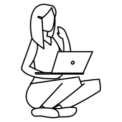 young woman sitting with laptop
