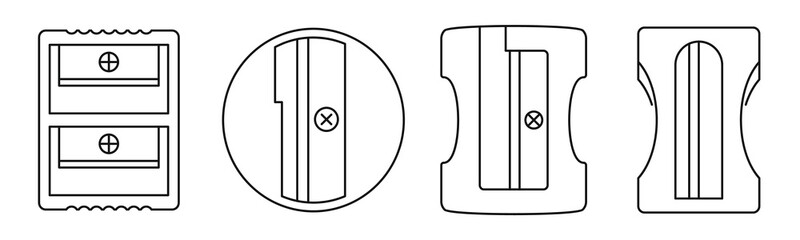 Plastic sharpener icon set. Outline set of plastic sharpener vector icons for web design isolated on white background