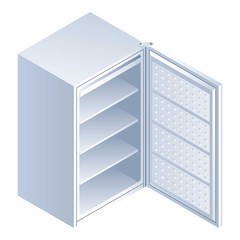 Open fridge icon. Isometric of open fridge vector icon for web design isolated on white background