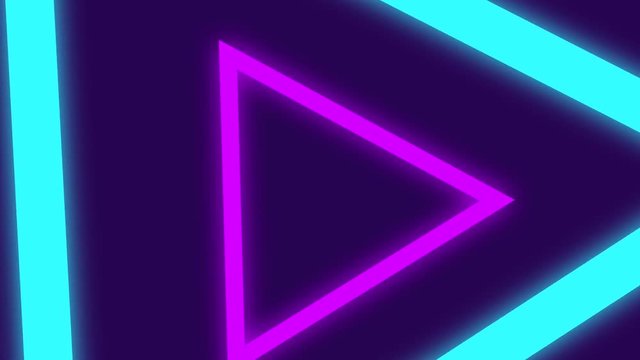 Abstract Neon Triangles Animated Background. Seamless 4K Loop Animation.