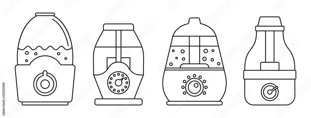 Poster home humidifier icon set. outline set of home humidifier vector icons for web design isolated on whi