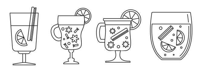 Honey mulled wine icon set. Outline set of honey mulled wine vector icons for web design isolated on white background
