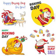 Boxing Day banner set. Cartoon illustration of Boxing Day vector banner set for web design