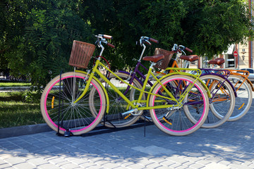 Fototapeta na wymiar Bicycles in the parking lot