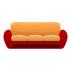 Red yellow sofa icon. Cartoon of red yellow sofa vector icon for web design isolated on white background