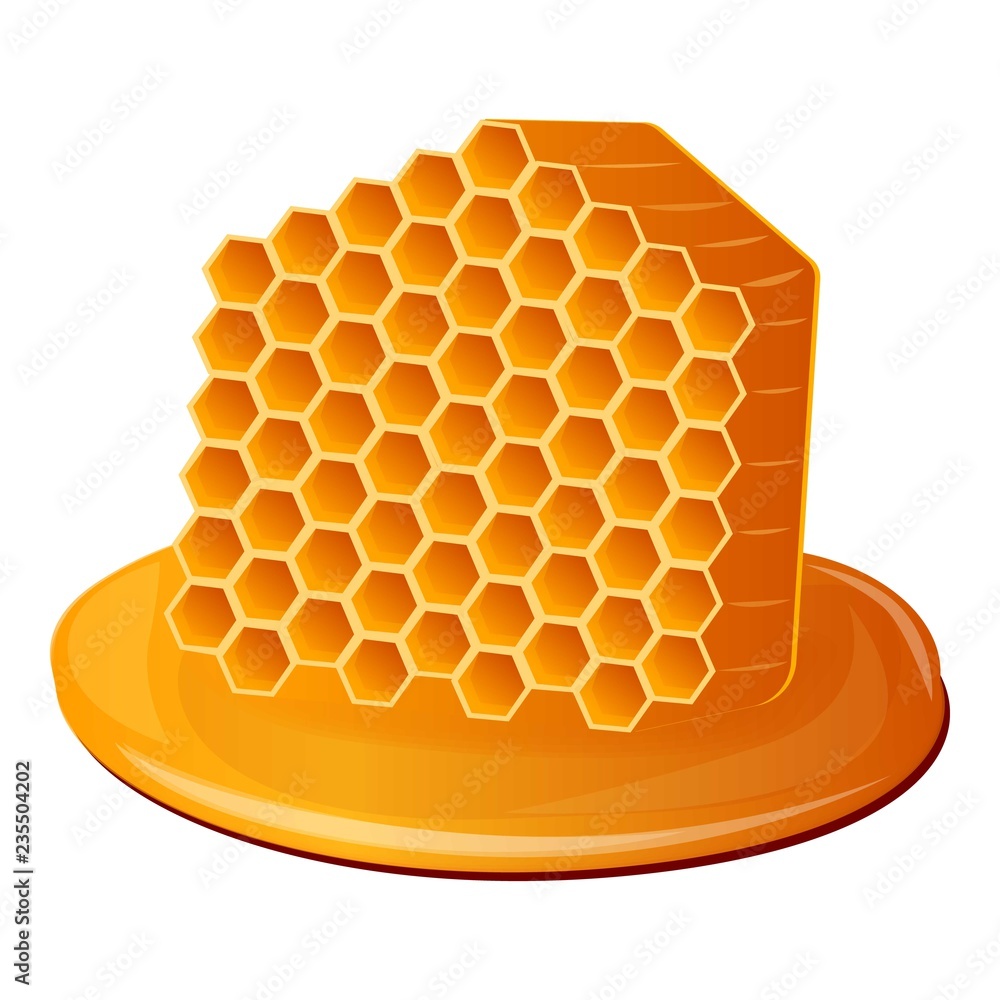 Poster honeycomb in honey icon. cartoon of honeycomb in honey vector icon for web design isolated on white 
