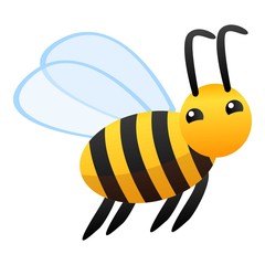 Flying bee icon. Cartoon of flying bee vector icon for web design isolated on white background