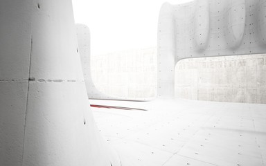 Empty dark abstract glass red and concrete smooth interior. Architectural background. 3D illustration and rendering