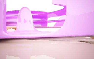 Abstract interior of chocolate, ice cream and sweets. Architectural minimalistic background. 3D illustration and rendering