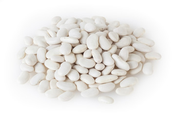 Heap of lima beans isolated on white background with clipping path