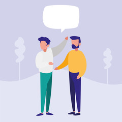 young men couple talking characters