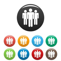 People meeting icons set 9 color vector isolated on white for any design
