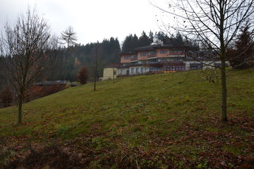 Hotel Studánka in the forest.