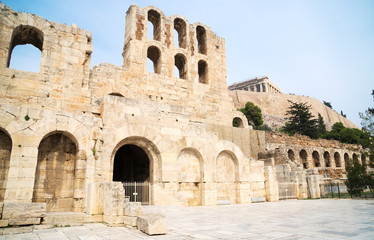 Fototapeta premium Facade of Odeon of Herodes Atticus or Herodeon in Athens.
