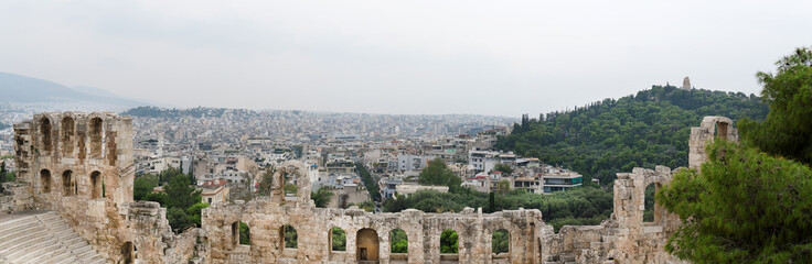 Fototapeta na wymiar Facade of Odeon of Herodes Atticus or Herodeon in Athens.