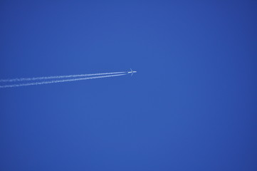 Jet plane in the blue sky
