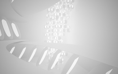 Fototapeta premium Abstract smooth white interior of the future. Architectural background. 3D illustration and rendering 