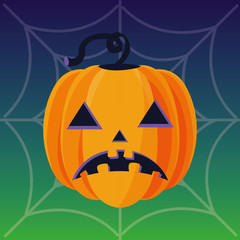 happy halloween pumpkins with spiderweb