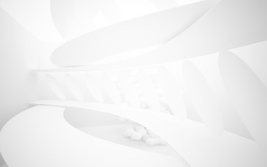 Abstract smooth white interior of the future. Architectural background. 3D illustration and rendering 