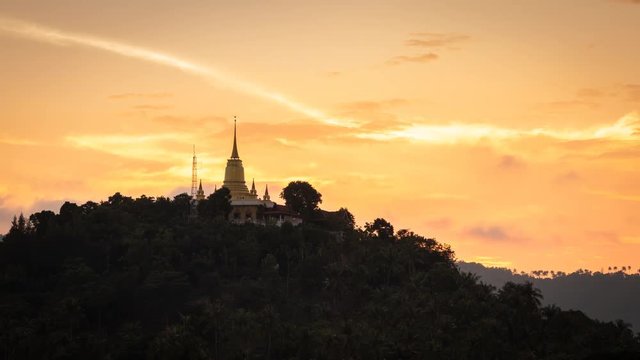 wat Khao Hua jook sunset and cloudy movement time-lapse in 4k video