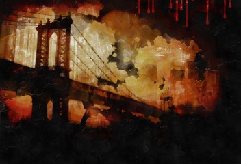 Manhattan bridge in dark colors