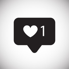 Social media heart count icon on white background icon