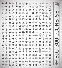 Big 300 icons set on white background for graphic and web design, Modern simple vector sign. Internet concept. Trendy symbol for website design web button or mobile app.