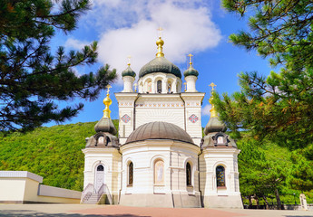 Church of the Resurrection of Christ over the village of foros.