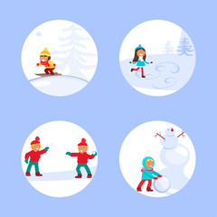 Winter scene with children