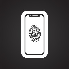 Device finger print access icon on black background for graphic and web design, Modern simple vector sign. Internet concept. Trendy symbol for website design web button or mobile app.