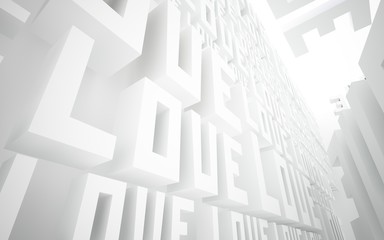 Abstract white interior with statue of  word 