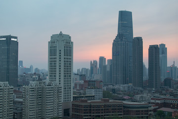 Fototapeta na wymiar Tianjin Skyline Blue Hour