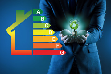 Businessman in energy efficiency concept