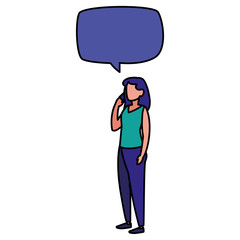 young woman modeling with speech bubble