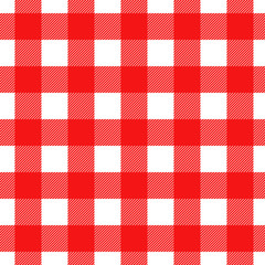 Seamless vector plaid, check pattern red and white. Design for wallpaper, fabric, textile, wrapping. Simple background